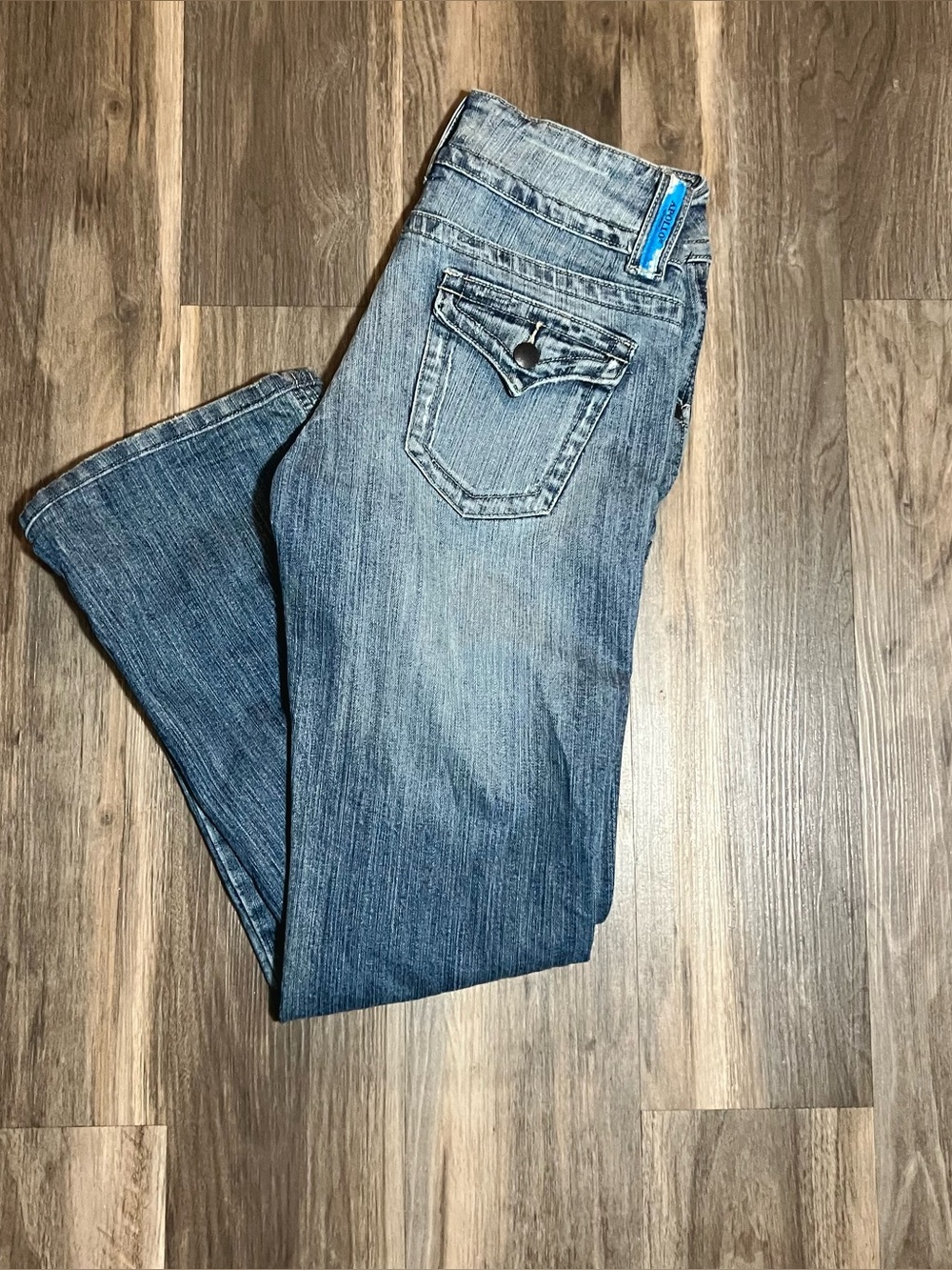 Apollo Jeans Womens 9/10 Blue Flare Stretch Denim Festival Hippie